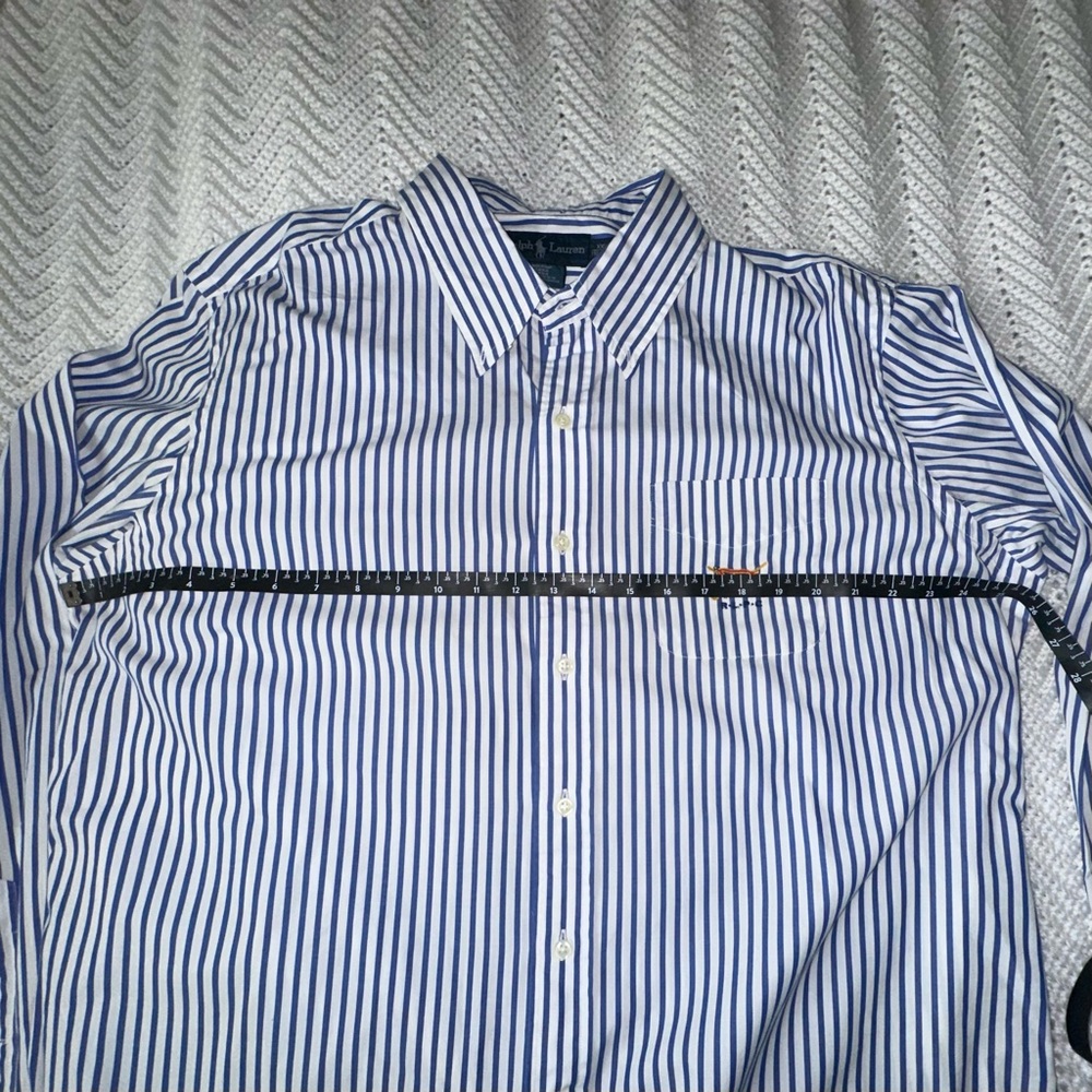 Polo Ralph Lauren RLPC Mens Vintage Blue Striped Dress Shirt XXL Flag Golf Clubs - Picture 5 of 6